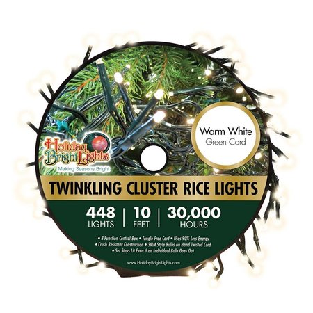 NU TSAI CAPITAL DBA Nu Tsai Capital DBA 7712375 10 ft. Cluster Rice Christmas Light Reel - Warm White; 448 Lights 7712375